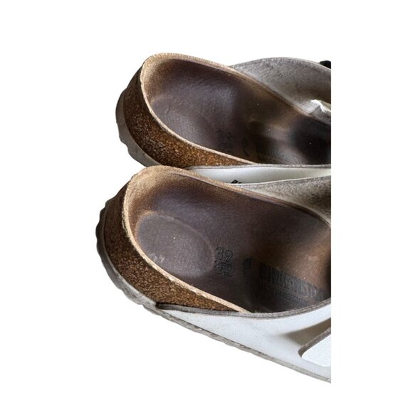 Birkenstock Arizona White Leather Double Strap Sandals EU 39 Narrow Fit - Picture 3 of 10